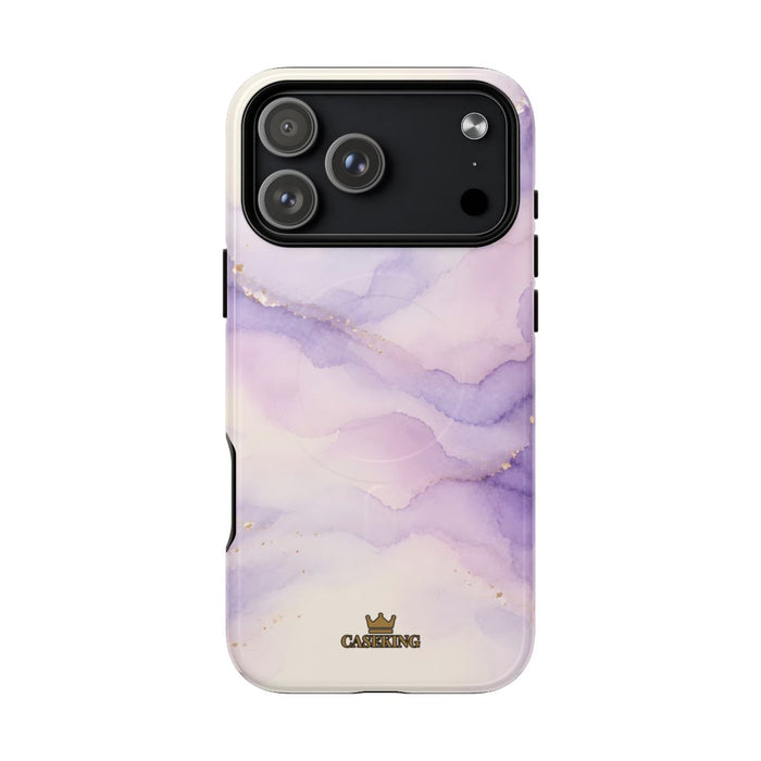 Lavender MagSafe-compatible tough case on iPhone 18 Pro Max, glossy finish