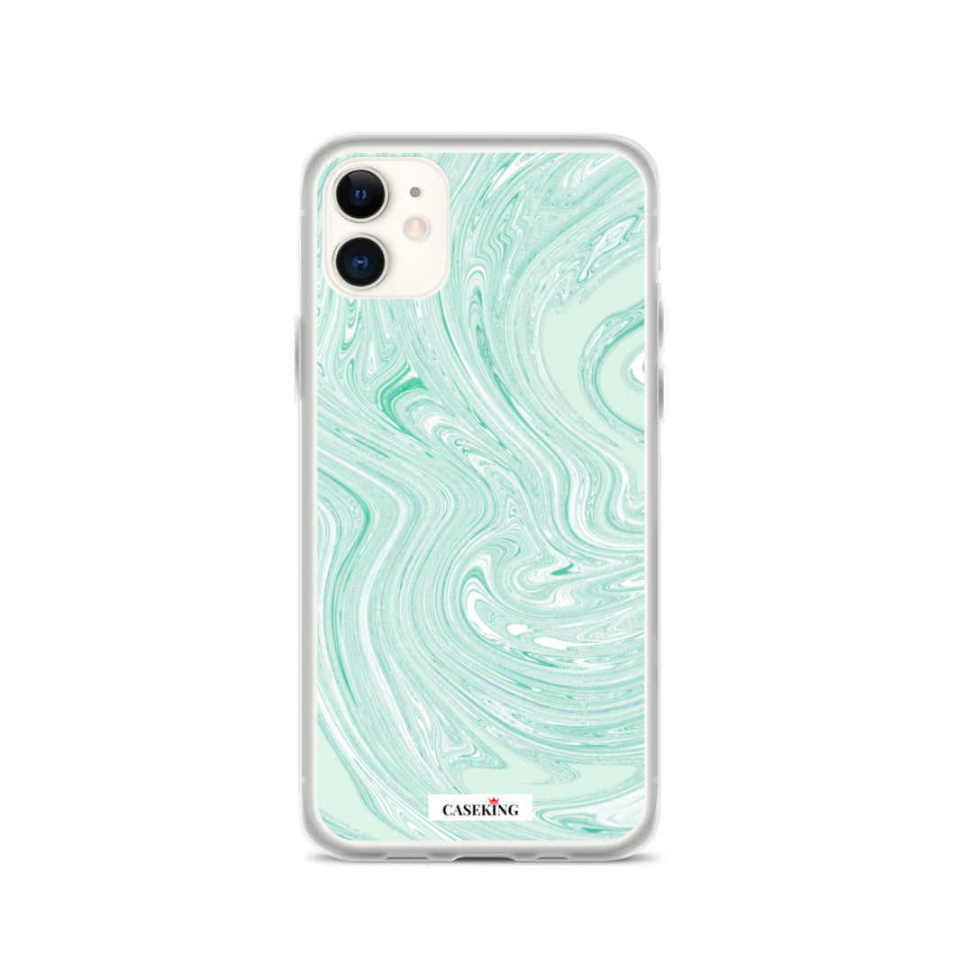 Mint Marble Clear iPhone Case