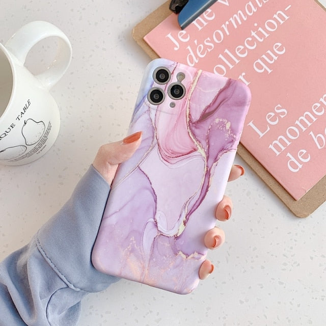 Luxury Marble Style Soft Silicone Case For iPhone 7-12 pro max