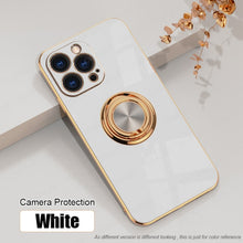 Load image into Gallery viewer, Luxury Silicone Case With Ring Stand For iPhone