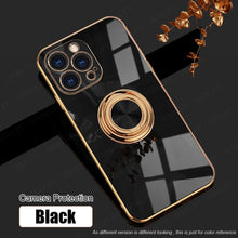 Load image into Gallery viewer, Luxury Silicone Case With Ring Stand For iPhone
