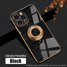 Load image into Gallery viewer, Luxury Silicone Case With Ring Stand For iPhone