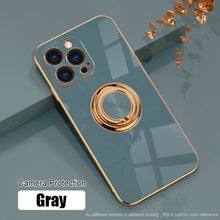 Load image into Gallery viewer, Luxury Silicone Case With Ring Stand For iPhone