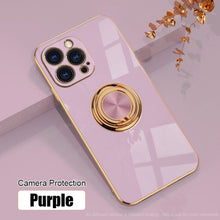 Load image into Gallery viewer, Luxury Silicone Case With Ring Stand For iPhone
