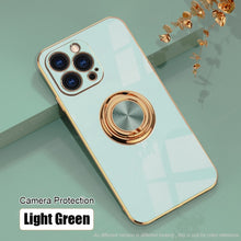 Load image into Gallery viewer, Luxury Silicone Case With Ring Stand For iPhone
