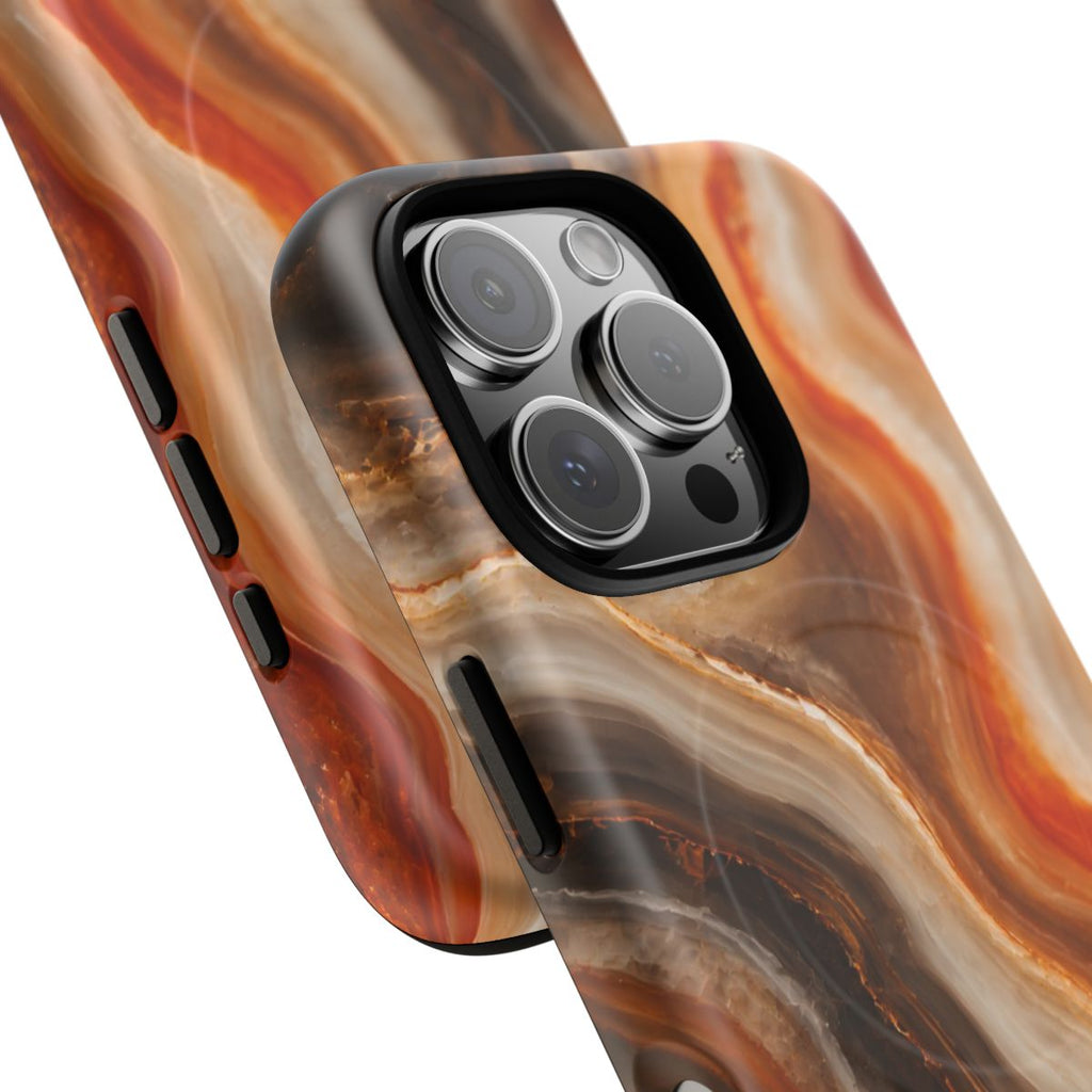 Agate MagSafe-compatible tough case on iPhone 16 Pro, matte finish (close-up)