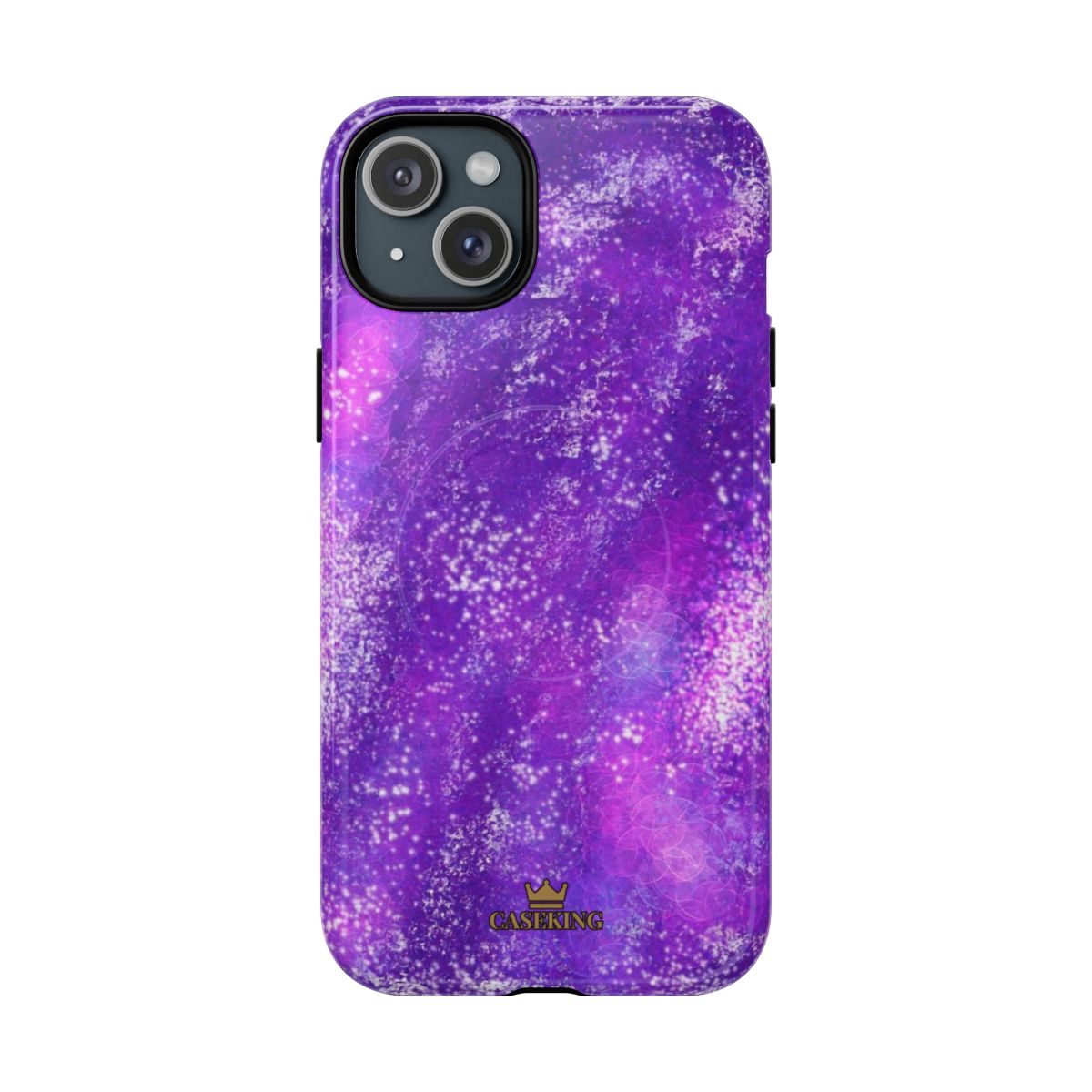 Amethyst Gem MagSafe-compatible tough case on iPhone 15 Plus, glossy finish
