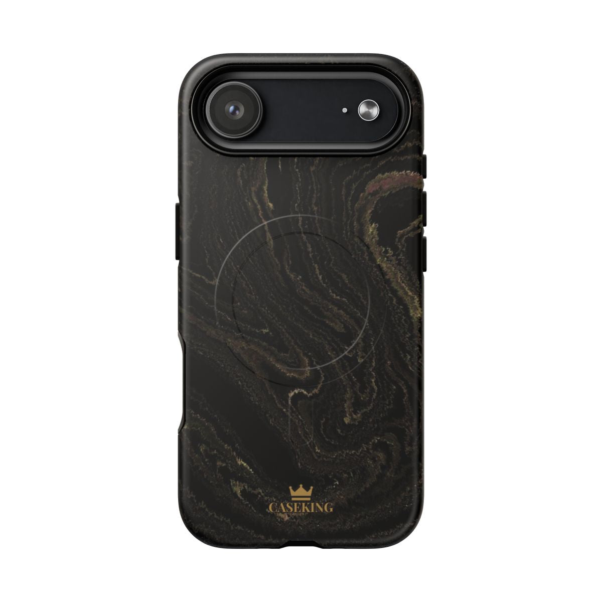 Black & Gold Marble MagSafe-compatible tough case on iPhone 17 Air, matte finish