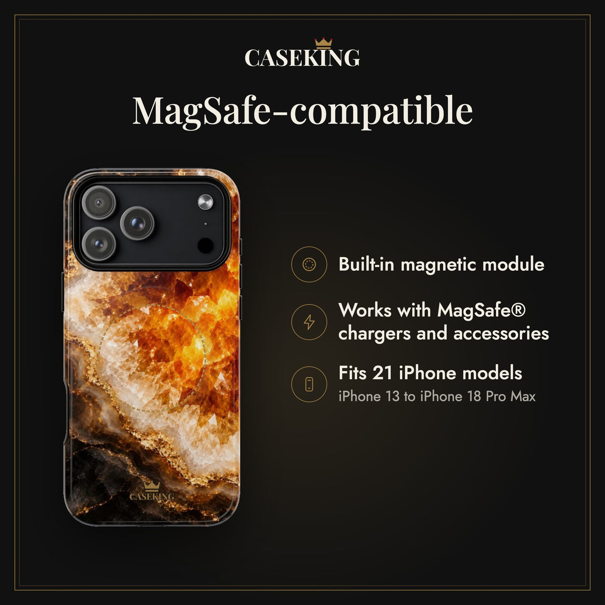 Citrine MagSafe-compatible tough case infographic 2: MagSafe-compatible