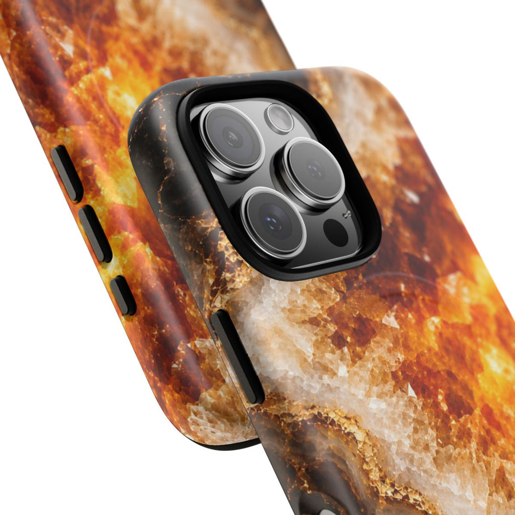 Citrine MagSafe-compatible tough case on iPhone 16 Pro, matte finish (close-up)