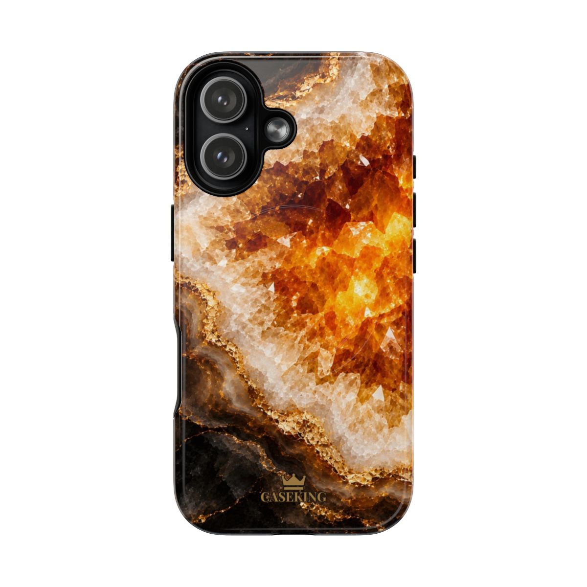 Citrine MagSafe-compatible tough case on iPhone 17, glossy finish