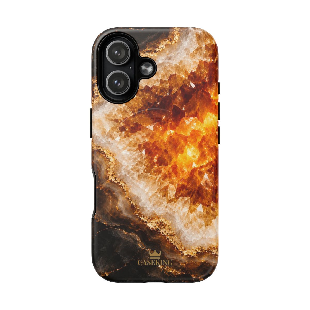 Citrine MagSafe-compatible tough case on iPhone 17, matte finish