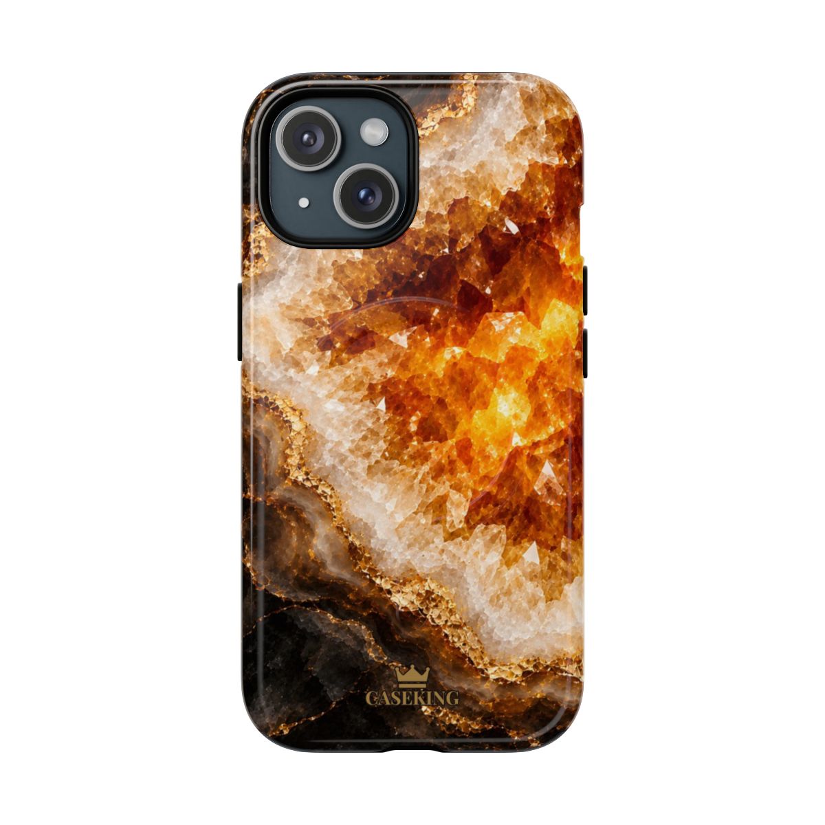 Citrine MagSafe-compatible tough case on iPhone 15, glossy finish