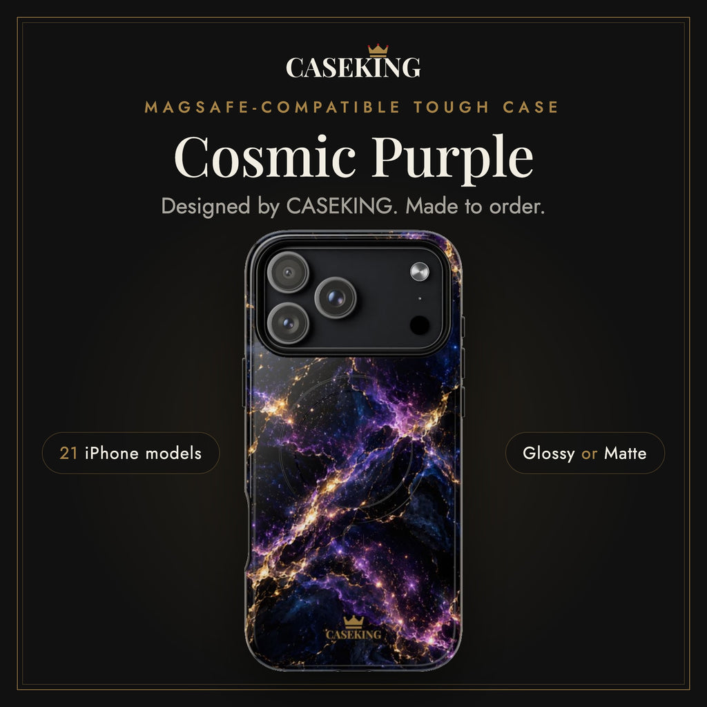 Cosmic Purple MagSafe-compatible tough case infographic 1: Hero