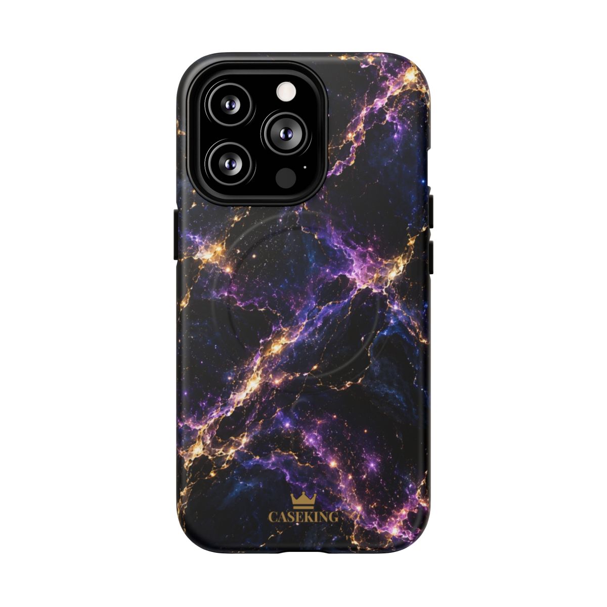 Cosmic Purple MagSafe-compatible tough case on iPhone 13 Pro, matte finish
