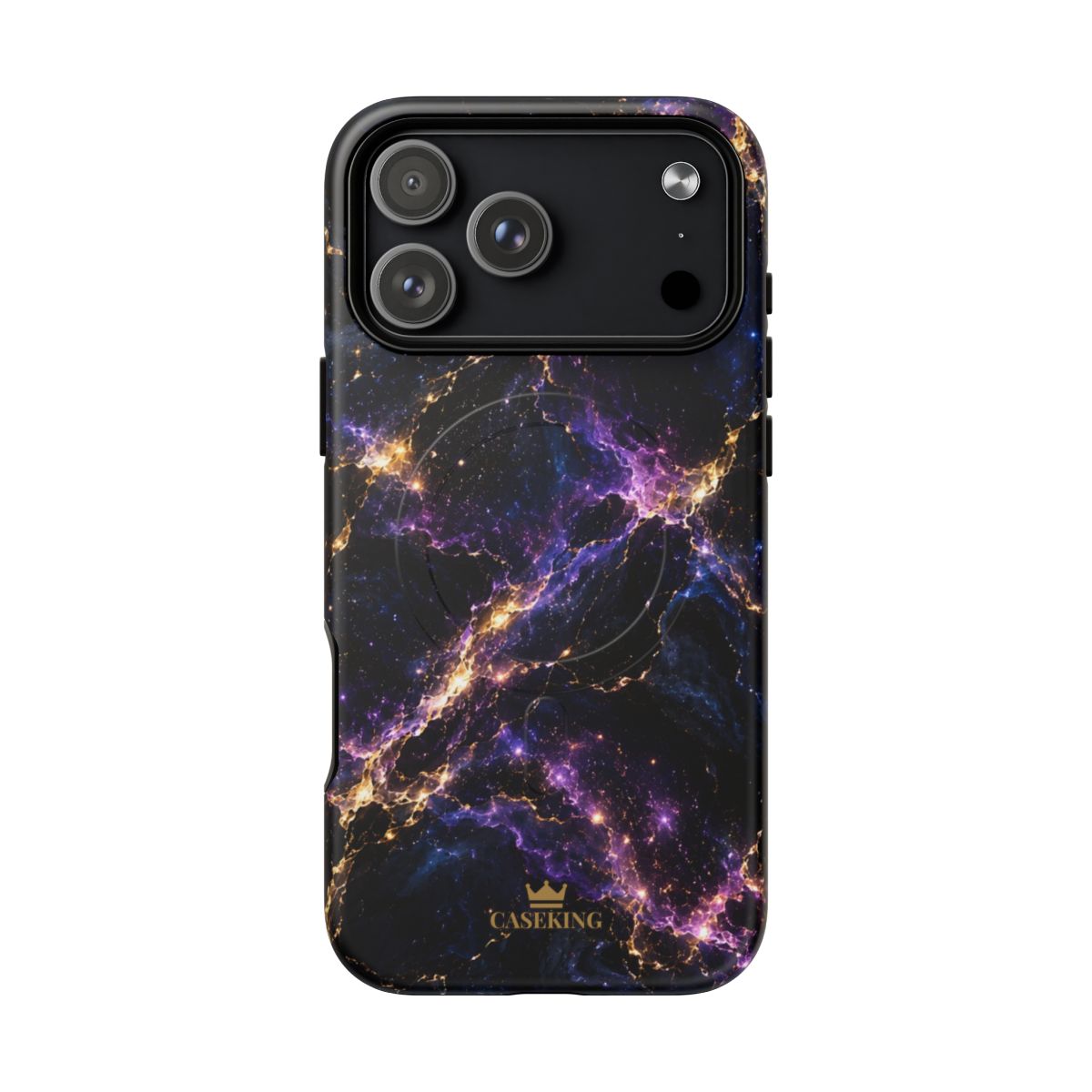 Cosmic Purple MagSafe-compatible tough case on iPhone 17 Pro Max, matte finish