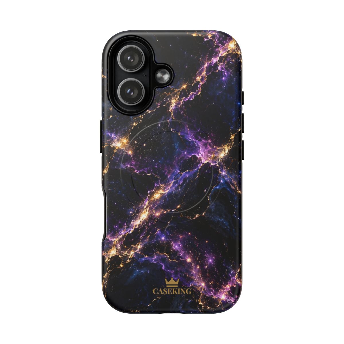 Cosmic Purple MagSafe-compatible tough case on iPhone 17, matte finish