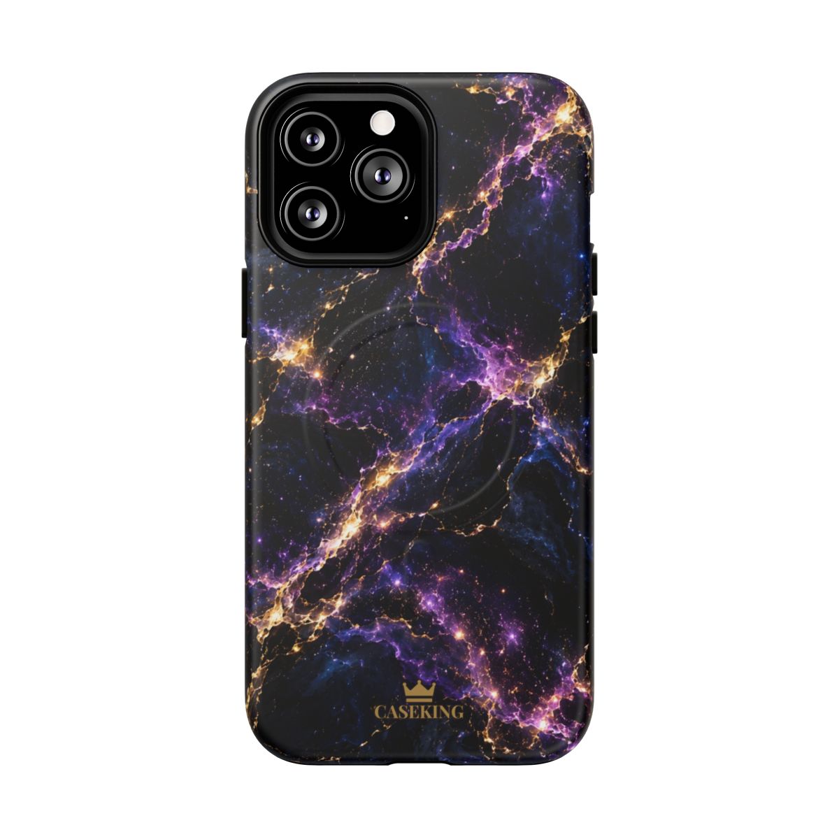 Cosmic Purple MagSafe-compatible tough case on iPhone 13 Pro Max, matte finish
