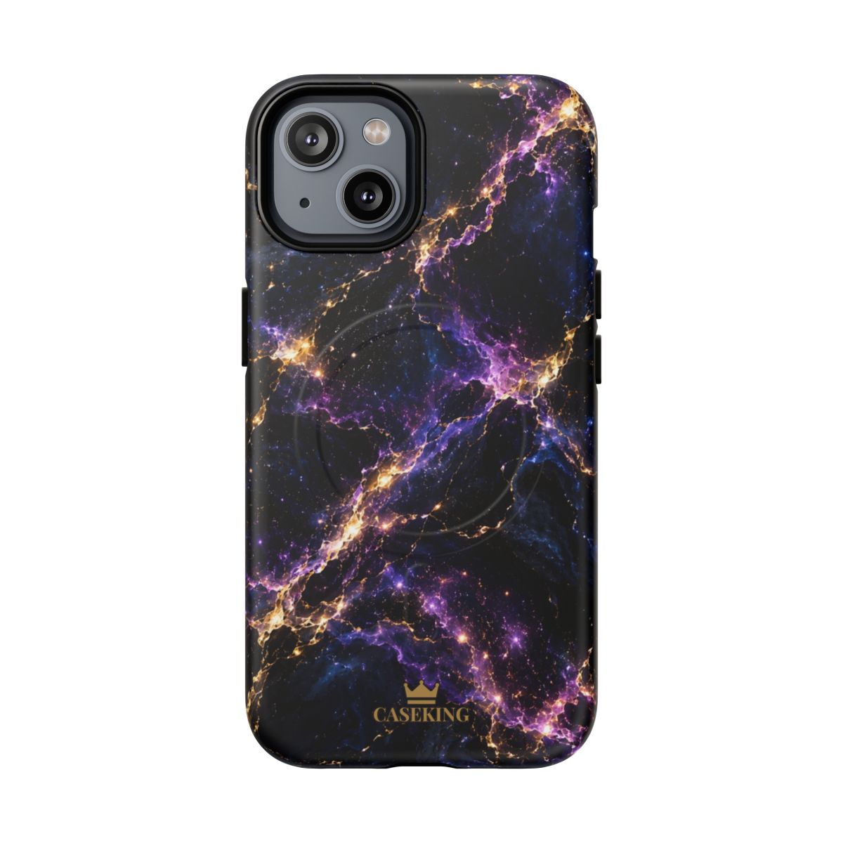 Cosmic Purple MagSafe-compatible tough case on iPhone 14, matte finish