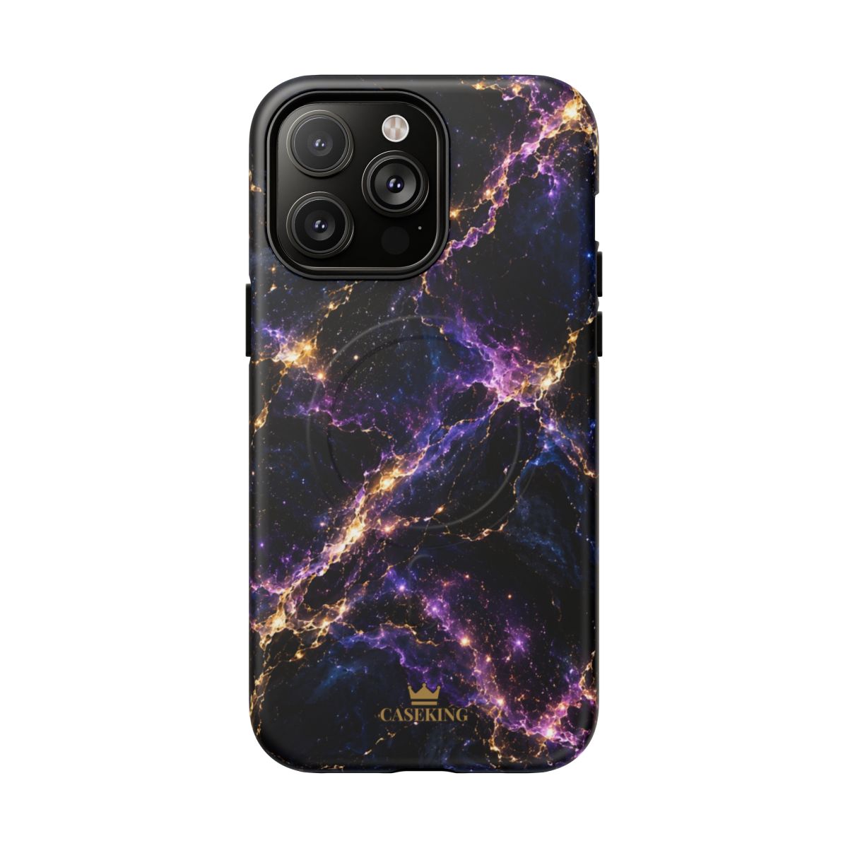 Cosmic Purple MagSafe-compatible tough case on iPhone 14 Pro Max, matte finish