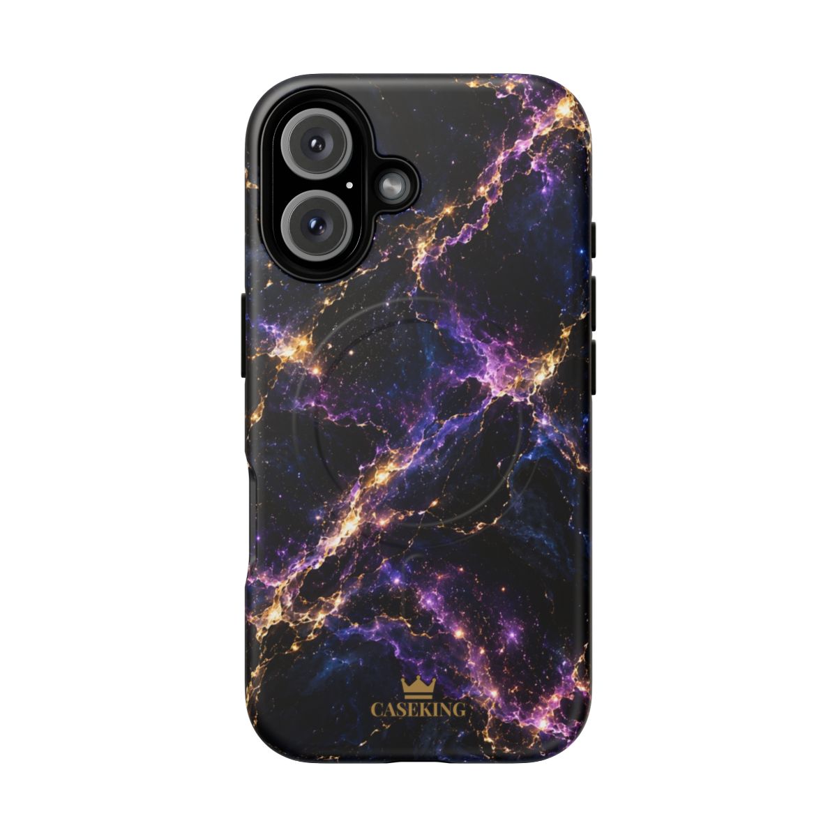 Cosmic Purple MagSafe-compatible tough case on iPhone 16, matte finish