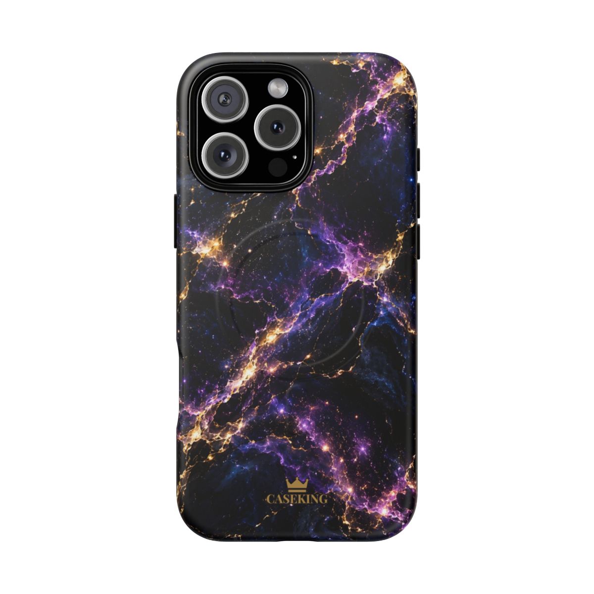 Cosmic Purple MagSafe-compatible tough case on iPhone 16 Pro Max, matte finish