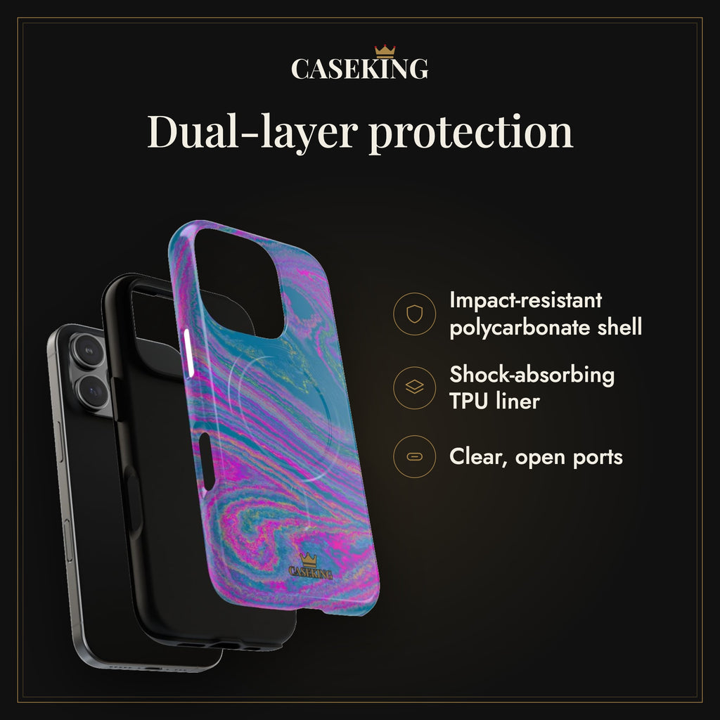 Cotton Candy Marble MagSafe-compatible tough case infographic 3: Dual-layer protection