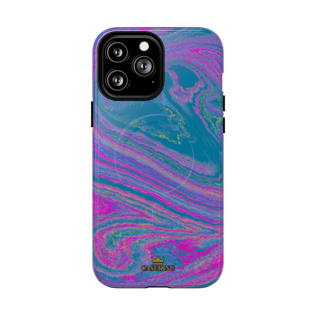 Cotton Candy Marble MagSafe-compatible tough case on iPhone 13 Pro Max, glossy finish