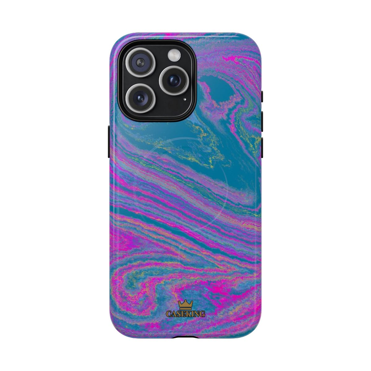 Cotton Candy Marble MagSafe-compatible tough case on iPhone 15 Pro Max, glossy finish