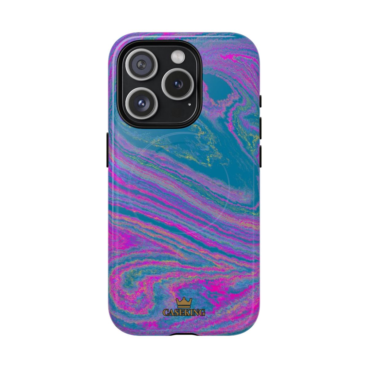 Cotton Candy Marble MagSafe-compatible tough case on iPhone 15 Pro, glossy finish