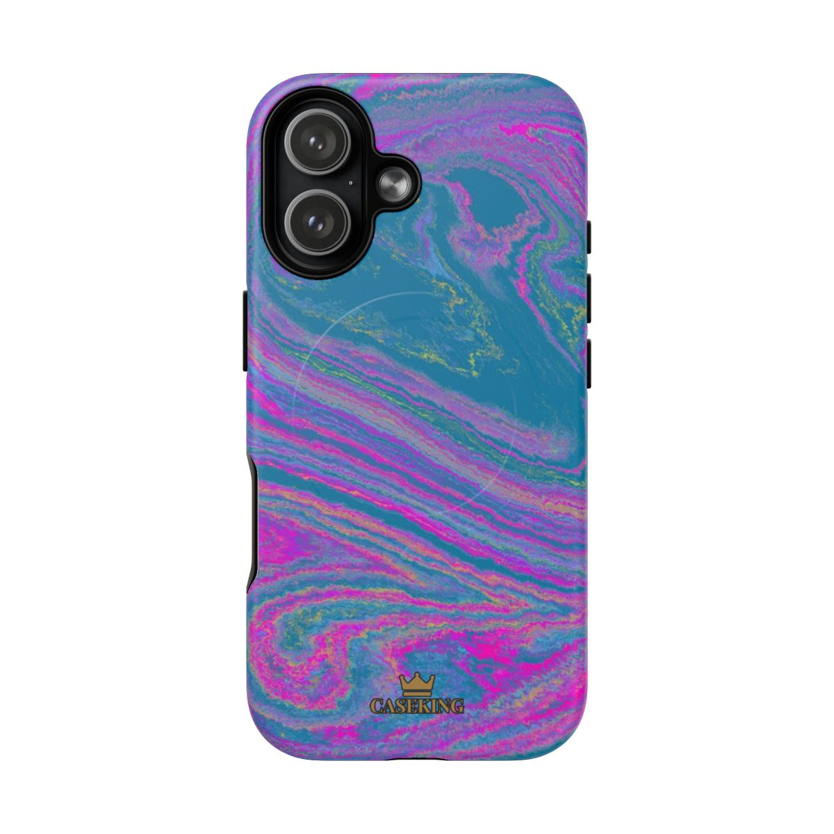 Cotton Candy Marble MagSafe-compatible tough case on iPhone 17, matte finish