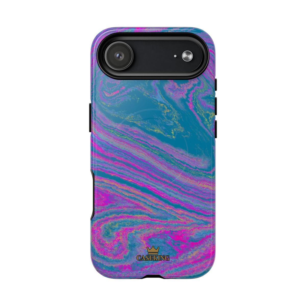 Cotton Candy Marble MagSafe-compatible tough case on iPhone 17 Air, glossy finish