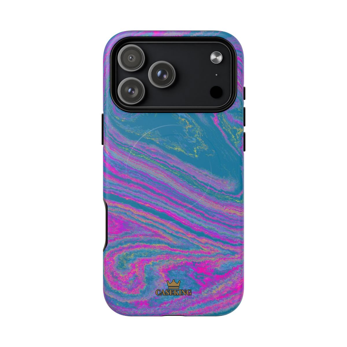 Cotton Candy Marble MagSafe-compatible tough case on iPhone 17 Pro Max, matte finish