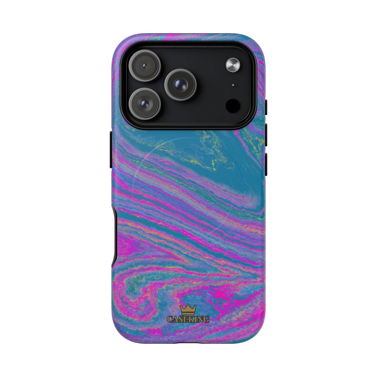 Cotton Candy Marble MagSafe-compatible tough case on iPhone 18 Pro, matte finish