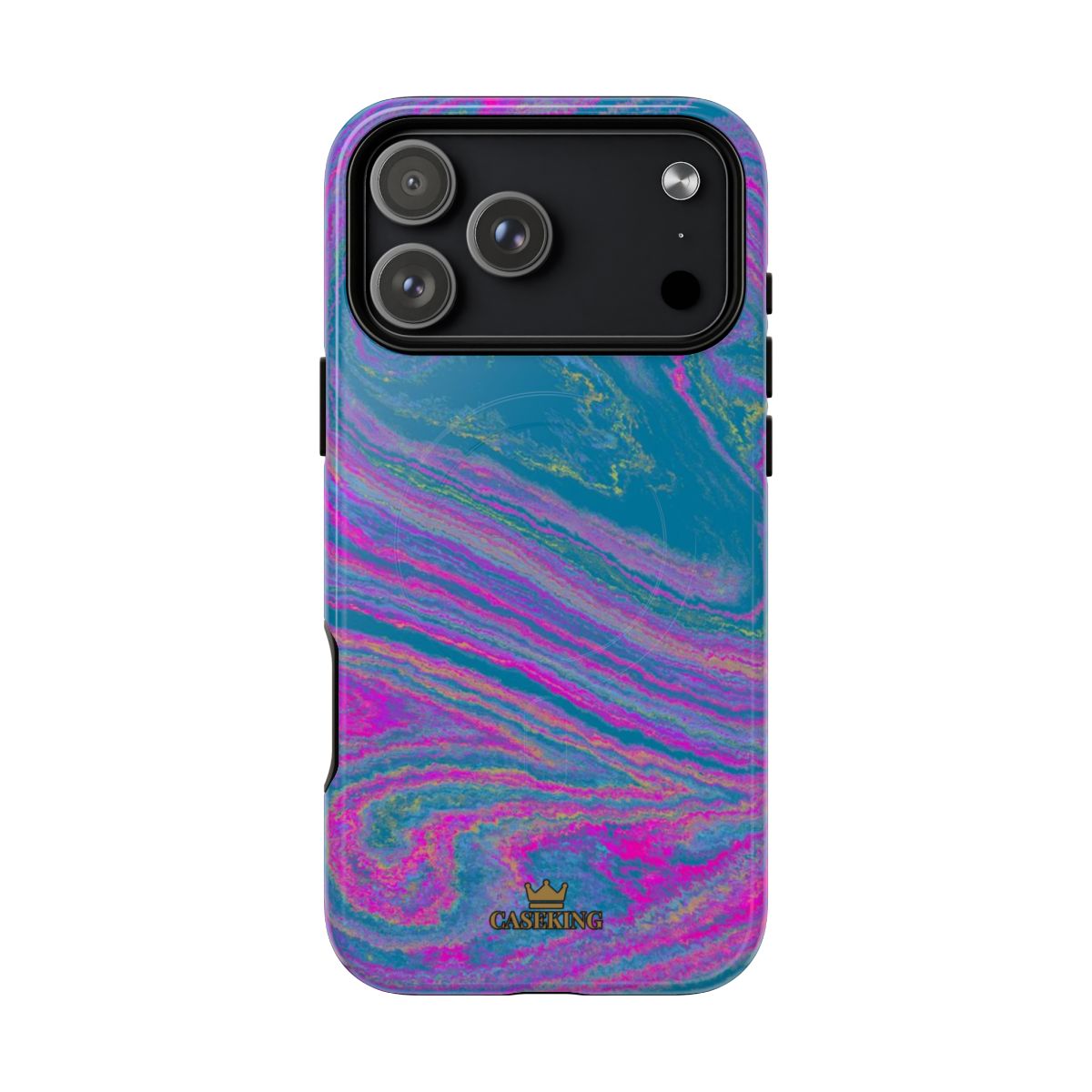 Cotton Candy Marble MagSafe-compatible tough case on iPhone 18 Pro Max, glossy finish