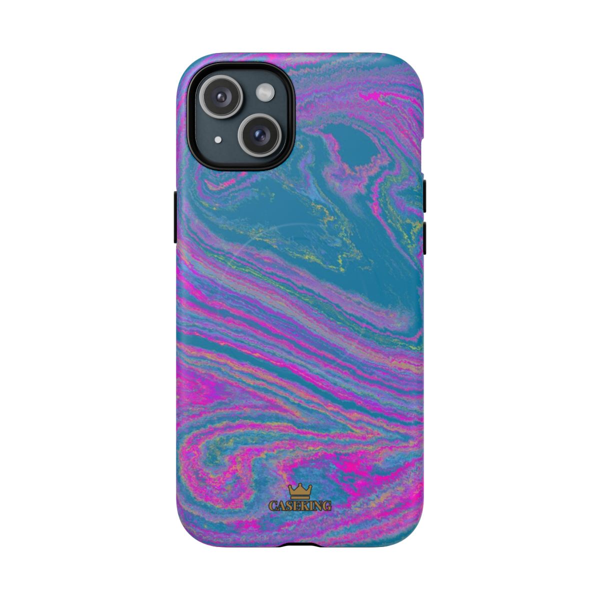 Cotton Candy Marble MagSafe-compatible tough case on iPhone 15 Plus, matte finish