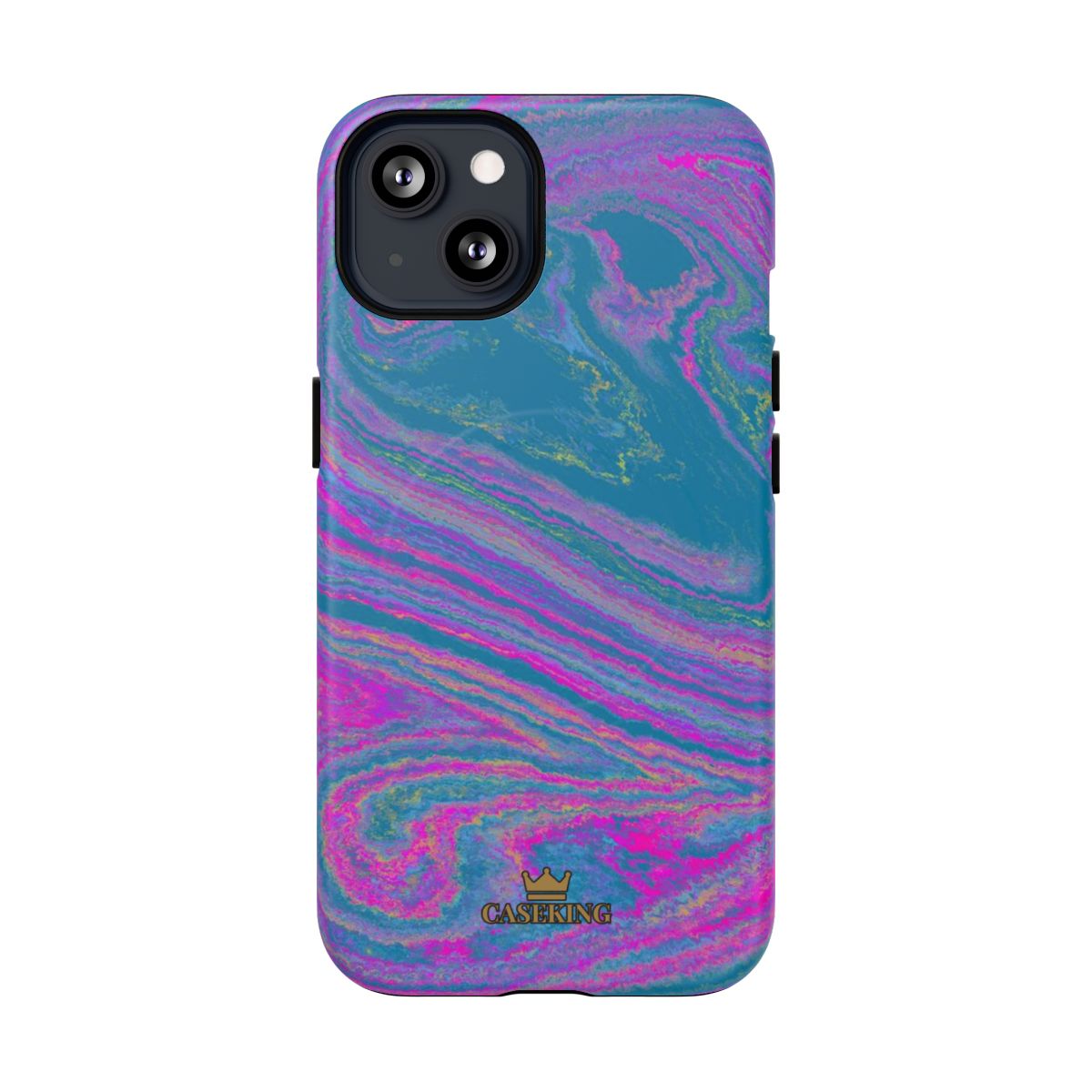 Cotton Candy Marble MagSafe-compatible tough case on iPhone 13, matte finish