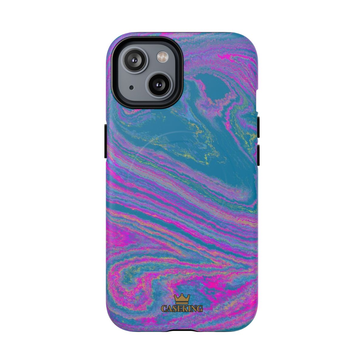 Cotton Candy Marble MagSafe-compatible tough case on iPhone 14, matte finish
