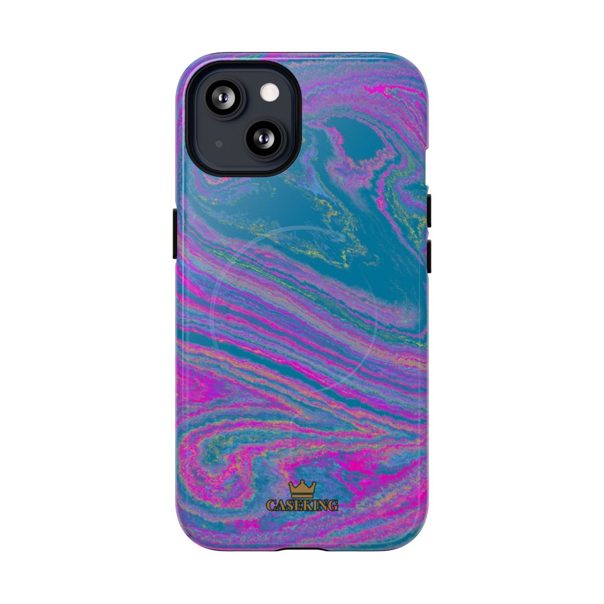 Cotton Candy Marble MagSafe-compatible tough case on iPhone 13, glossy finish