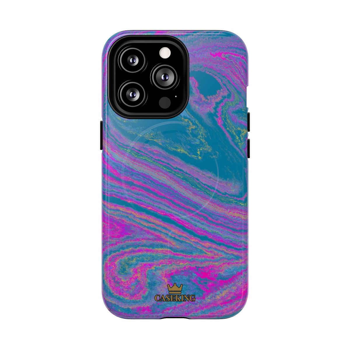 Cotton Candy Marble MagSafe-compatible tough case on iPhone 13 Pro, glossy finish