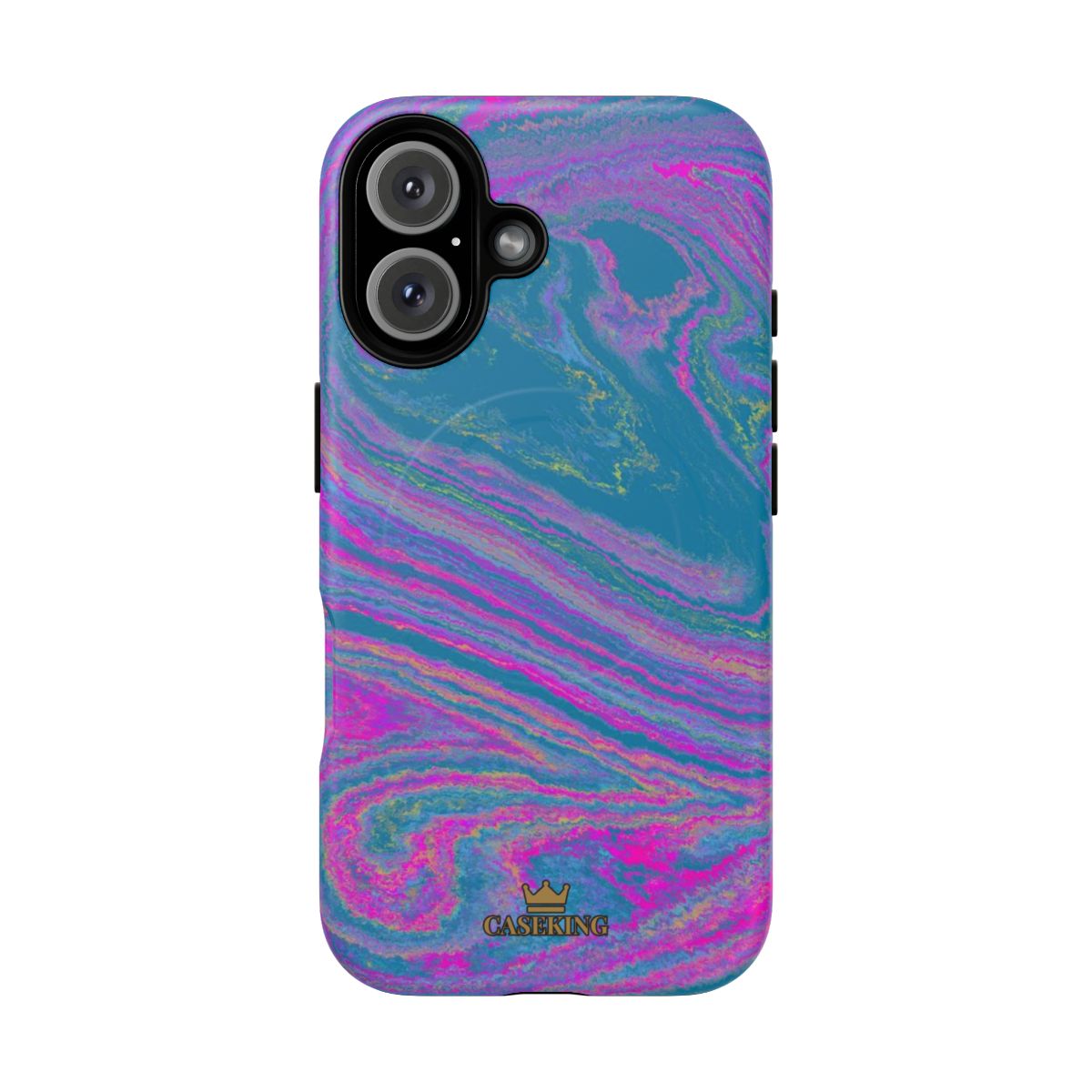 Cotton Candy Marble MagSafe-compatible tough case on iPhone 16, matte finish