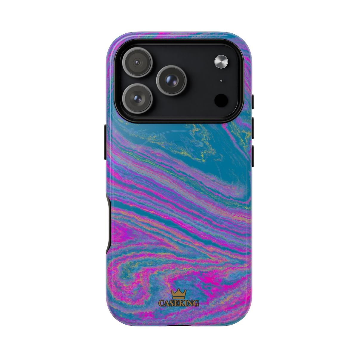Cotton Candy Marble MagSafe-compatible tough case on iPhone 18 Pro, glossy finish
