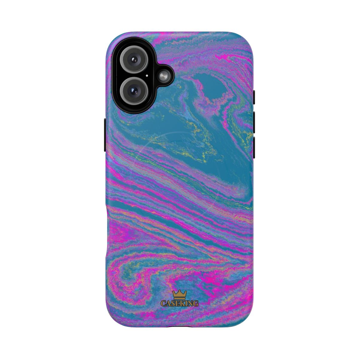 Cotton Candy Marble MagSafe-compatible tough case on iPhone 16 Plus, matte finish