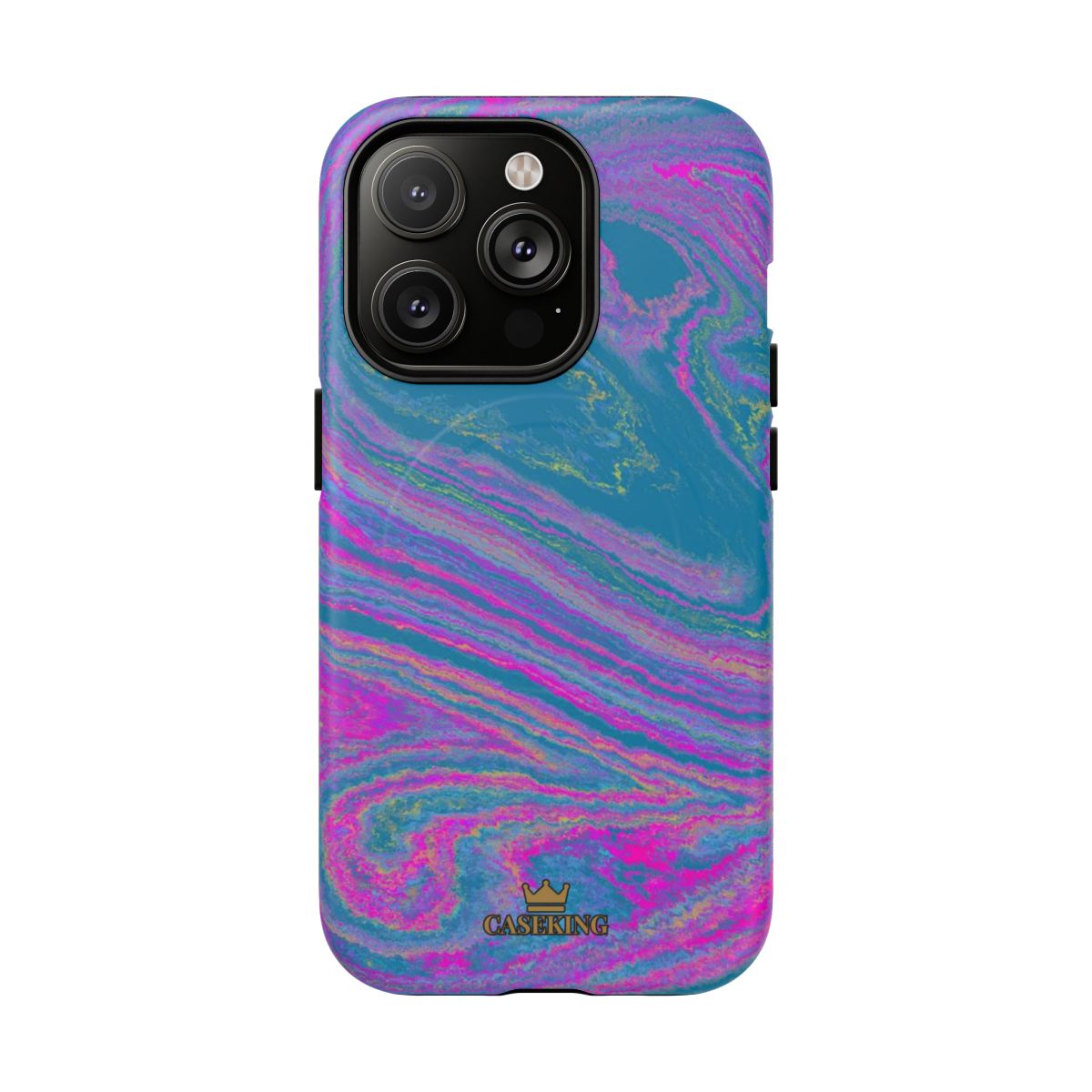 Cotton Candy Marble MagSafe-compatible tough case on iPhone 14 Pro, matte finish