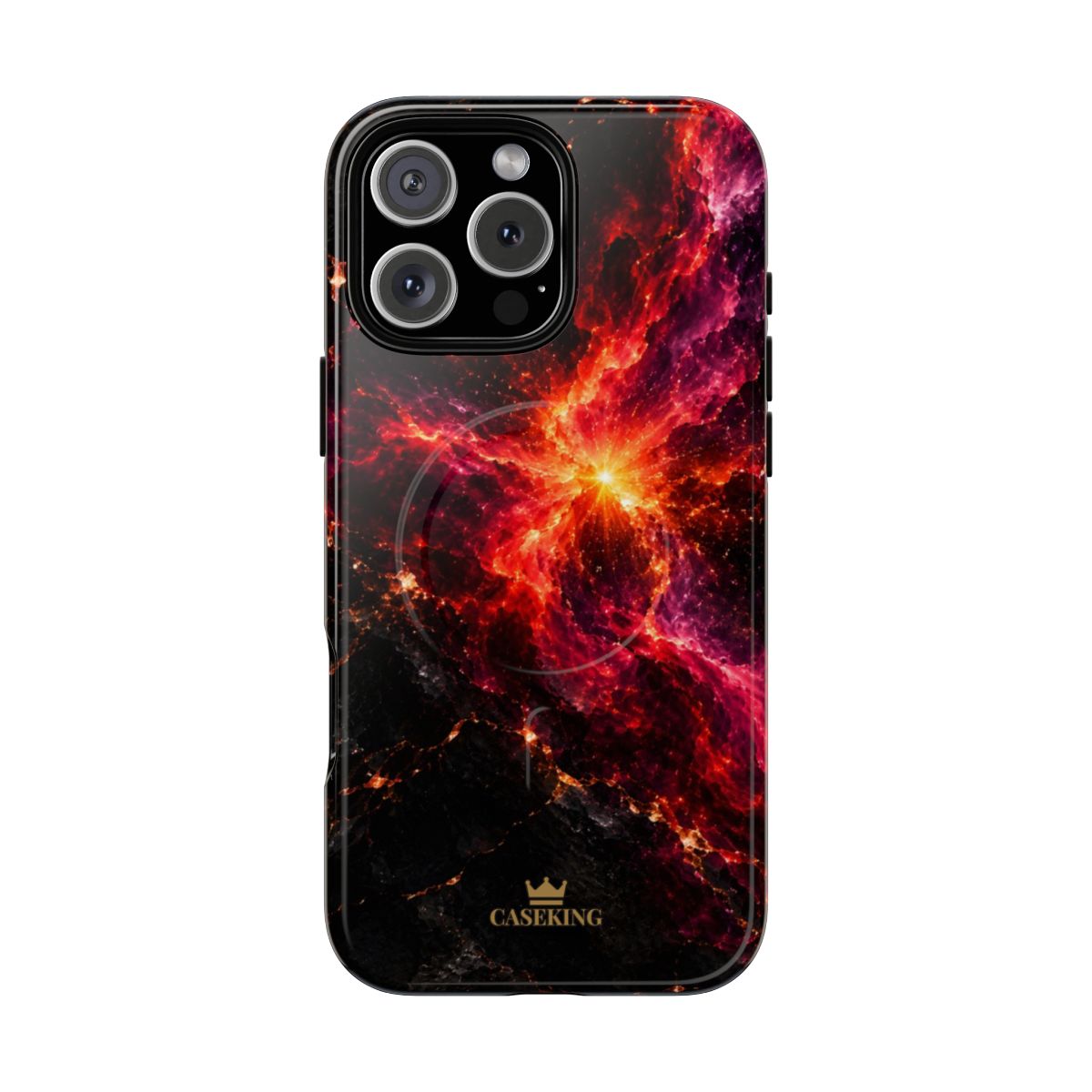 Crimson Nova MagSafe-compatible tough case on iPhone 16 Pro Max, glossy finish