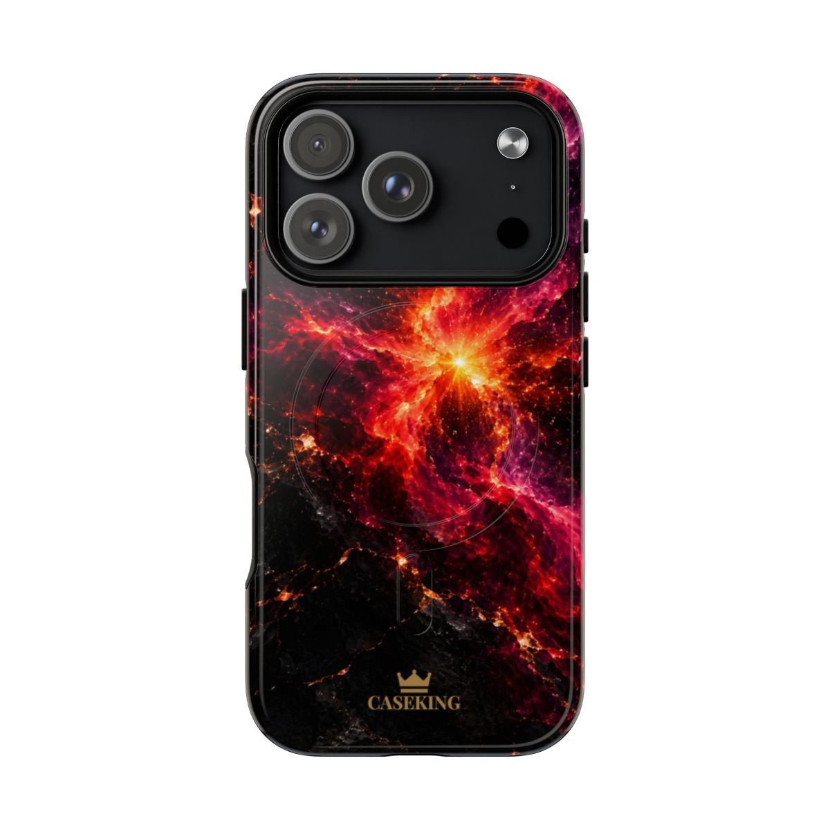 Crimson Nova MagSafe-compatible tough case on iPhone 17 Pro, glossy finish