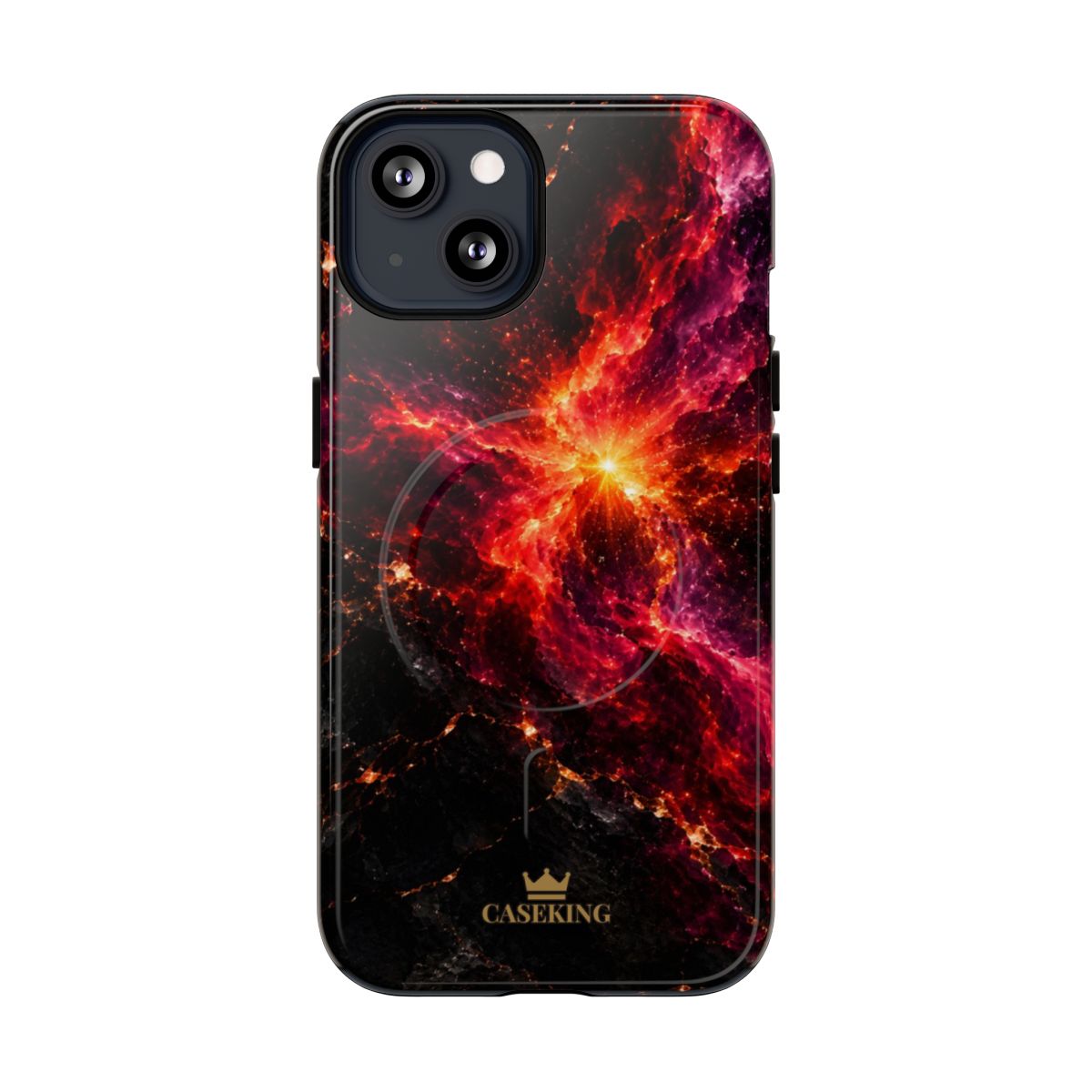 Crimson Nova MagSafe-compatible tough case on iPhone 13, glossy finish