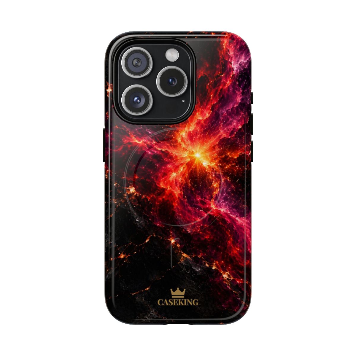 Crimson Nova MagSafe-compatible tough case on iPhone 15 Pro, glossy finish