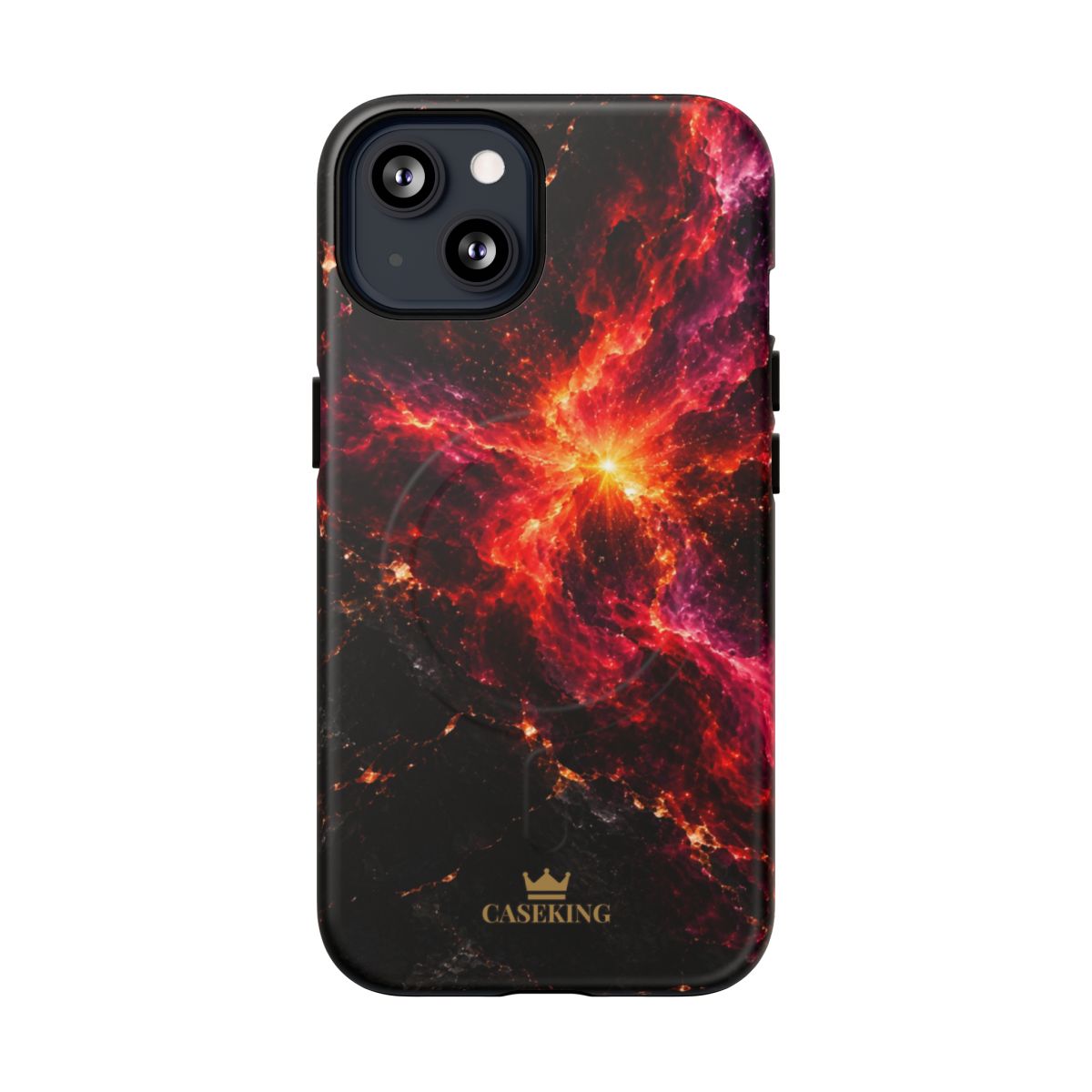 Crimson Nova MagSafe-compatible tough case on iPhone 13, matte finish