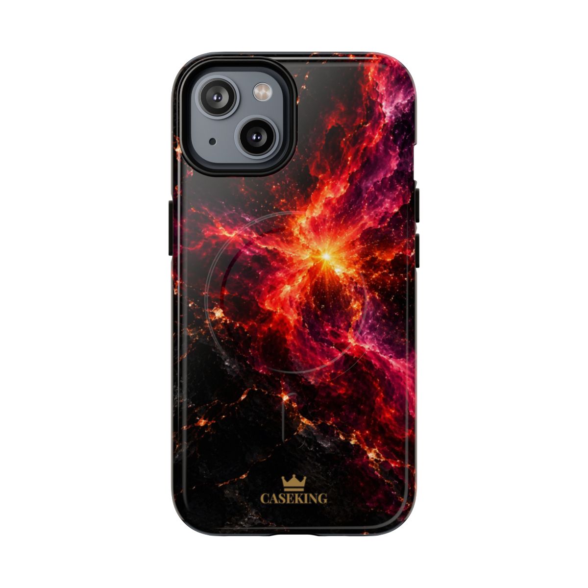 Crimson Nova MagSafe-compatible tough case on iPhone 14, glossy finish